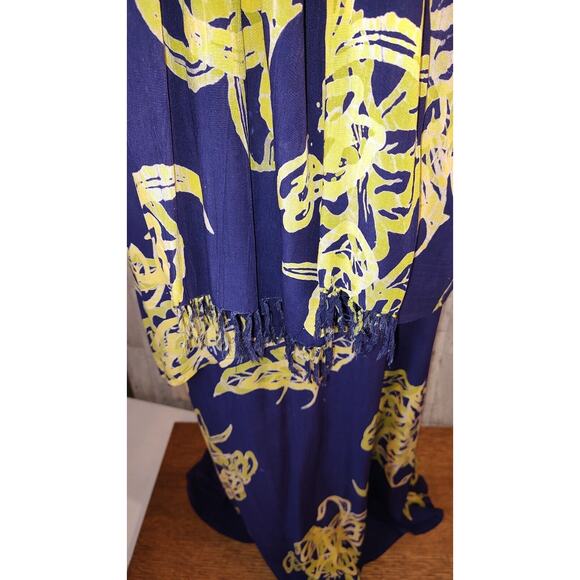 OK Mike Woman One Size Purple Rayon Long Maxi Dress attached Top and Scarf FLAWS - Picture 5 of 16